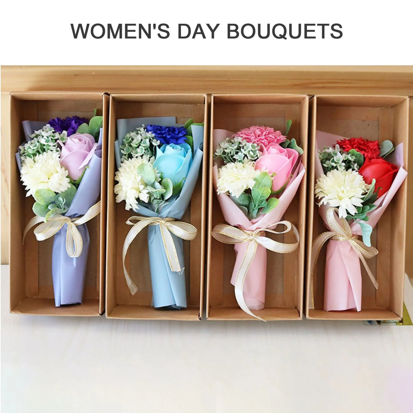 Mother's Day Gift 3 Roses Soap Flower Carnation Bunch Gift Box